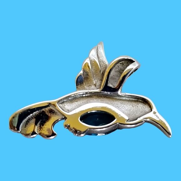 Pendant by Off Park Style FAUX GEMSTONE Hummingbird  SILVERTONE  Bale - Picture 4 of 7